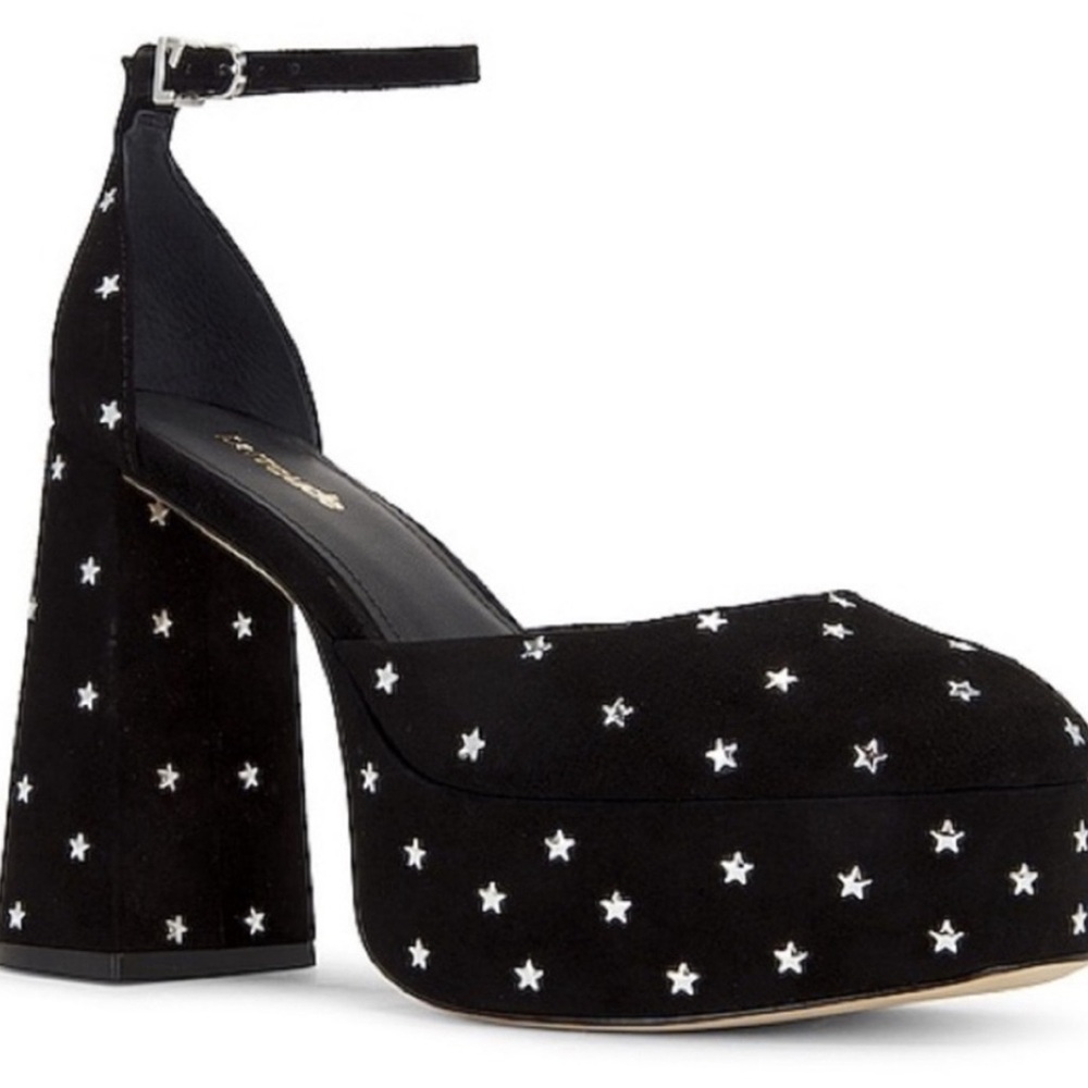 Larroude Black Starry Ari Pump Platform Heels